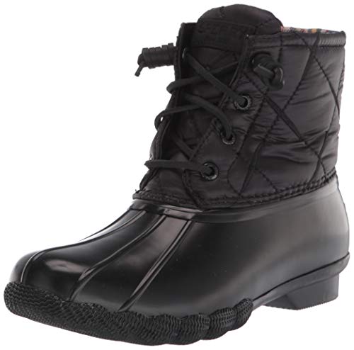 Sperry Womens Saltwater Nylon Quilt Rain Boot, Black