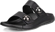 ECCO Women's Cozmo Two Band Button Slide Sandal - Black