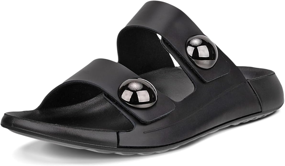 ECCO Women's Cozmo Two Band Button Slide Sandal - Black