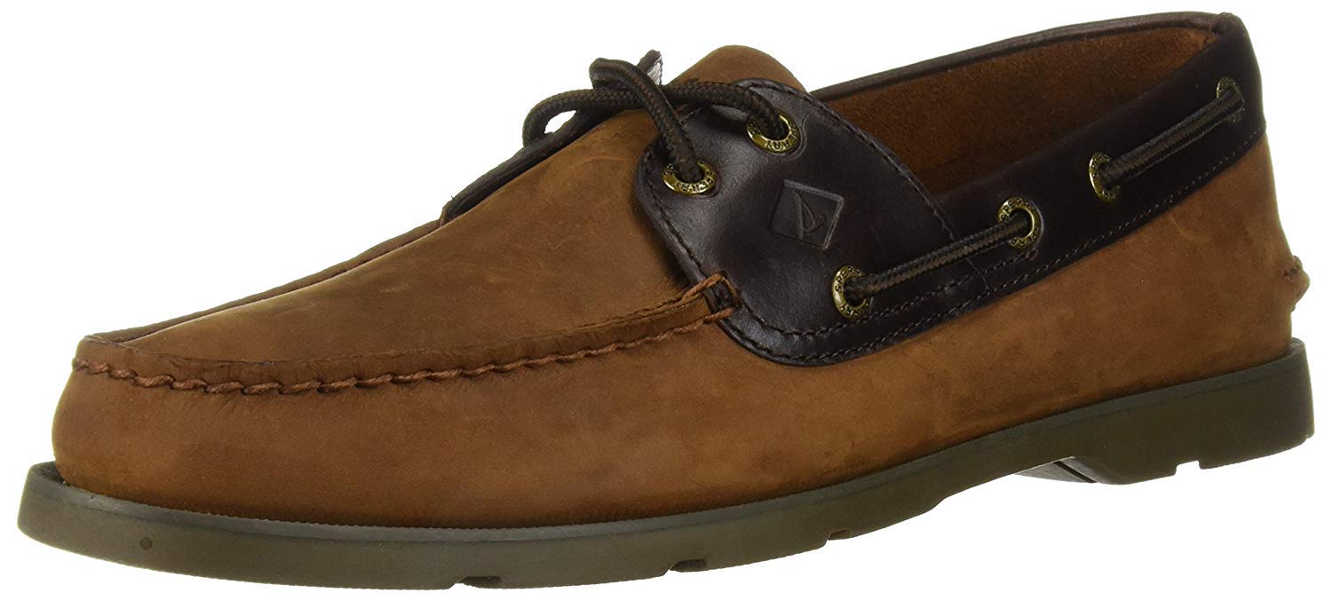 Sperry Mens Leeward 2-Eye Boat Shoe, Brown Buc/Brown