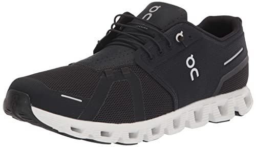 ON Men's Cloud 5 Sneakers, Black/White