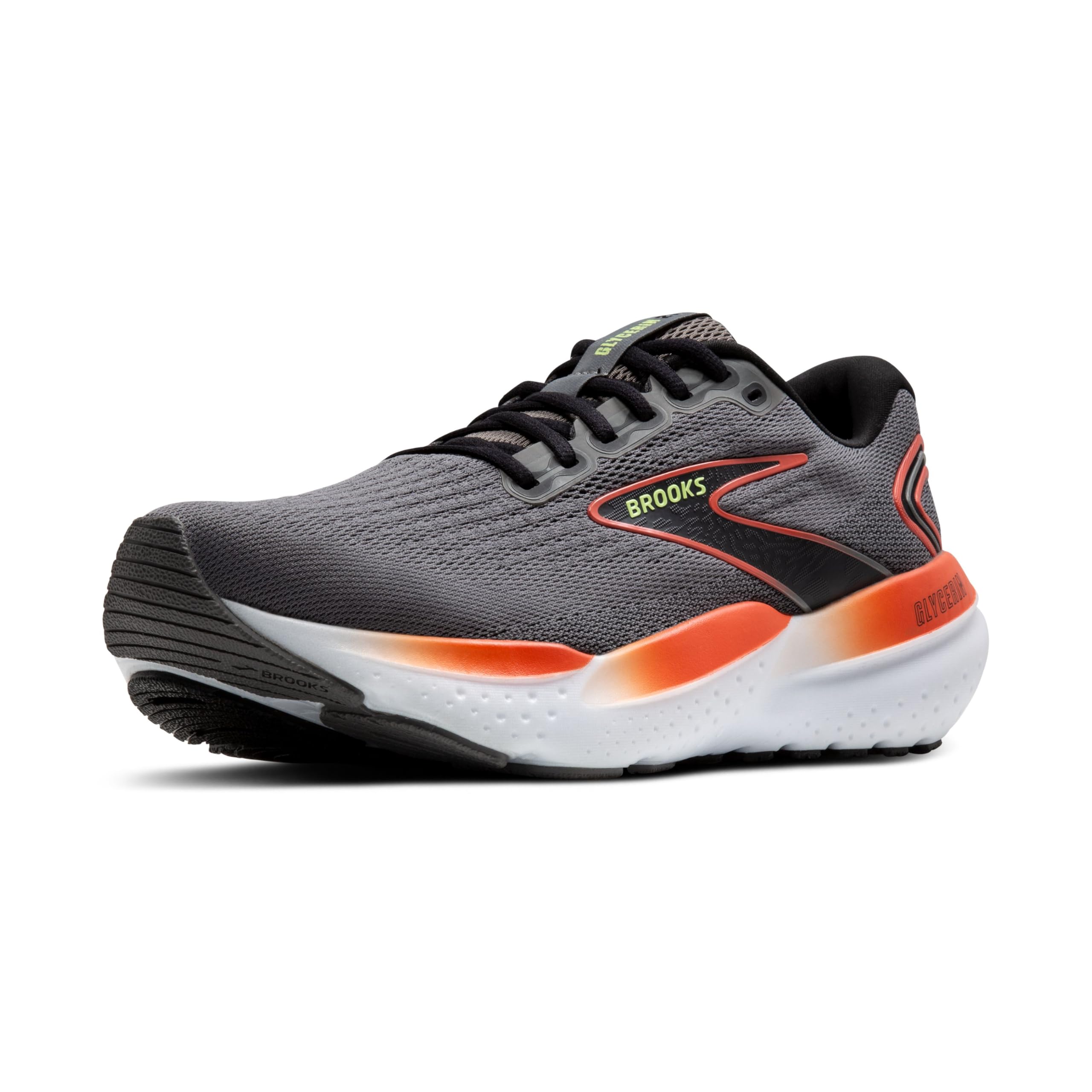 Brooks Men’s Glycerin 21 Neutral Running Shoe - Grey/Mandarin Red/Green