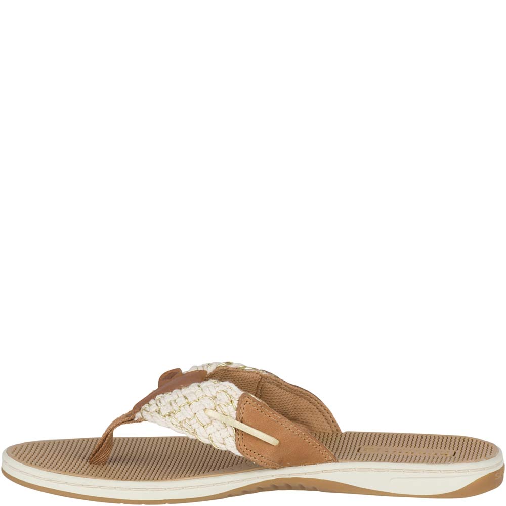 Sperry Womens Parrotfish Flip Flop, Sahara/Gold