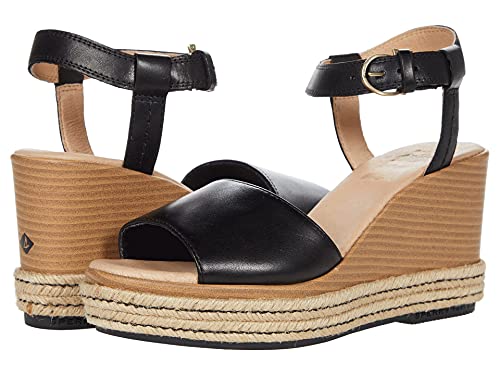 Sperry Women's Fairwater Plushwave Wedge Espadrille Sandal, Black